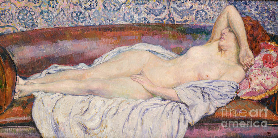 Naked Painting - Reclining Nude  by Theo van Rysselberghe