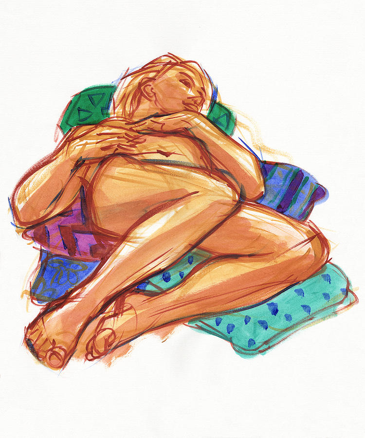 Reclining on cushions Painting by Judith Kunzle