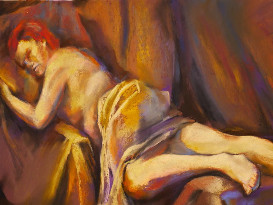 Nude Painting - Reclining Redhead by Joan Jones