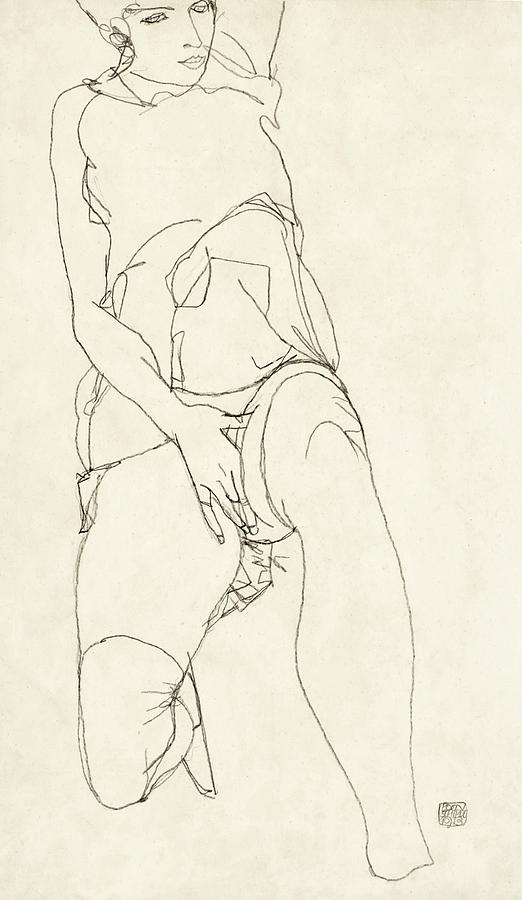 Reclining Woman 2 Drawing by Egon Schiele