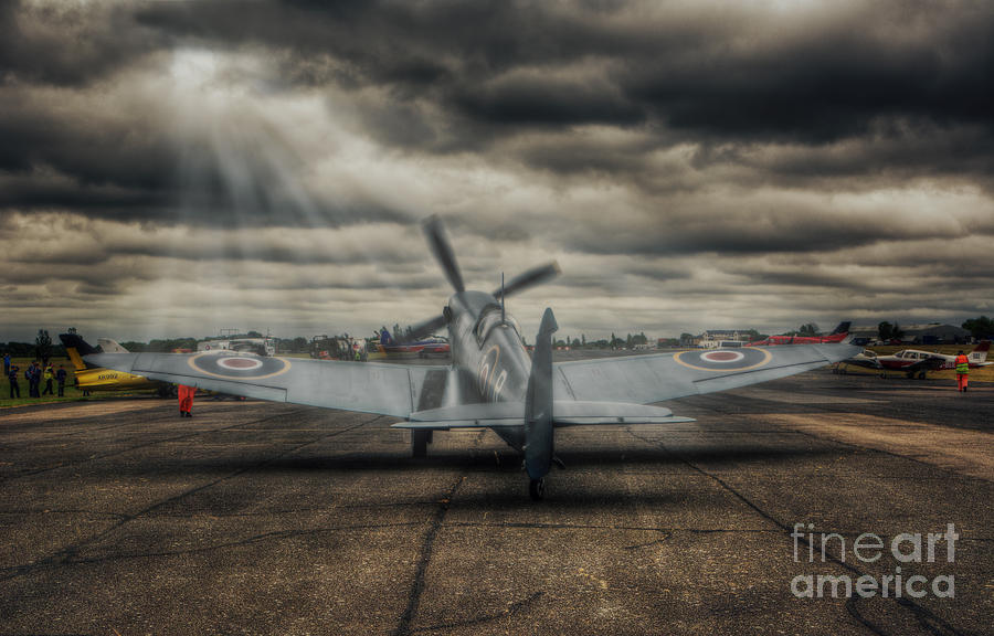 Airplane Digital Art - Reconnaissance Spitfire Take-Off by Nigel Bangert