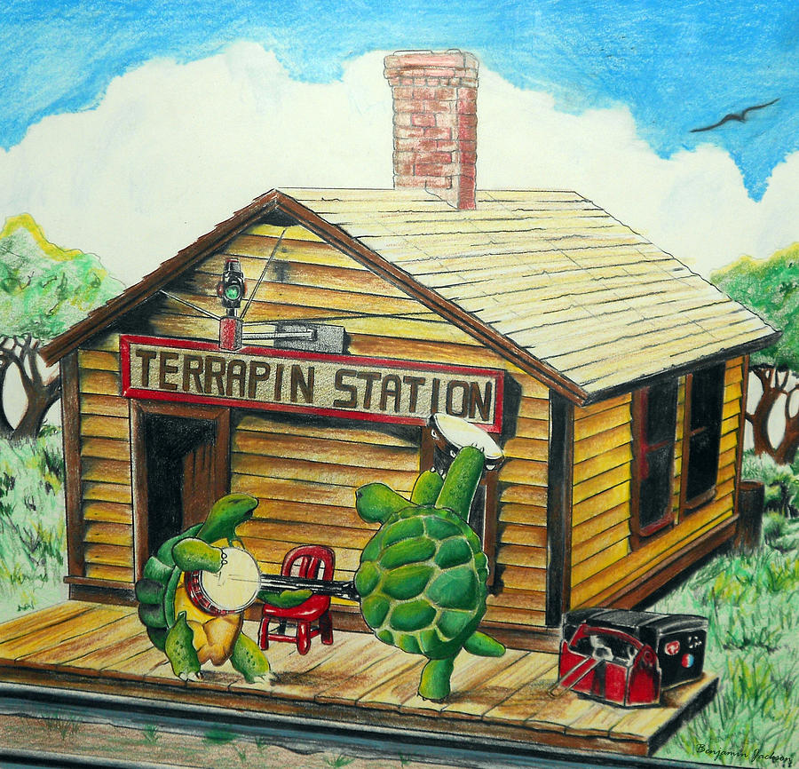 Grateful Dead Drawing - Recreation of Terrapin Station album cover by The Grateful Dead by Ben Jackson
