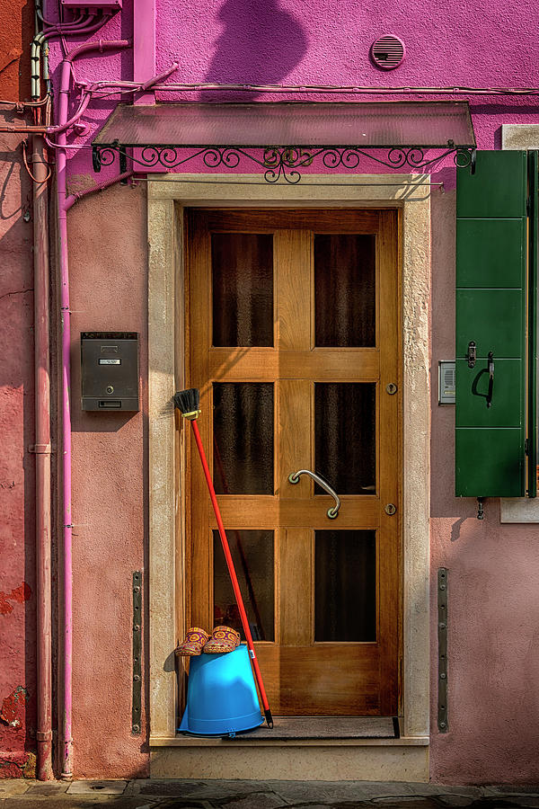 Burano Photograph - Rectangle Iterations Door Broom and Bucket_DSC5127_03042017 by Greg Kluempers
