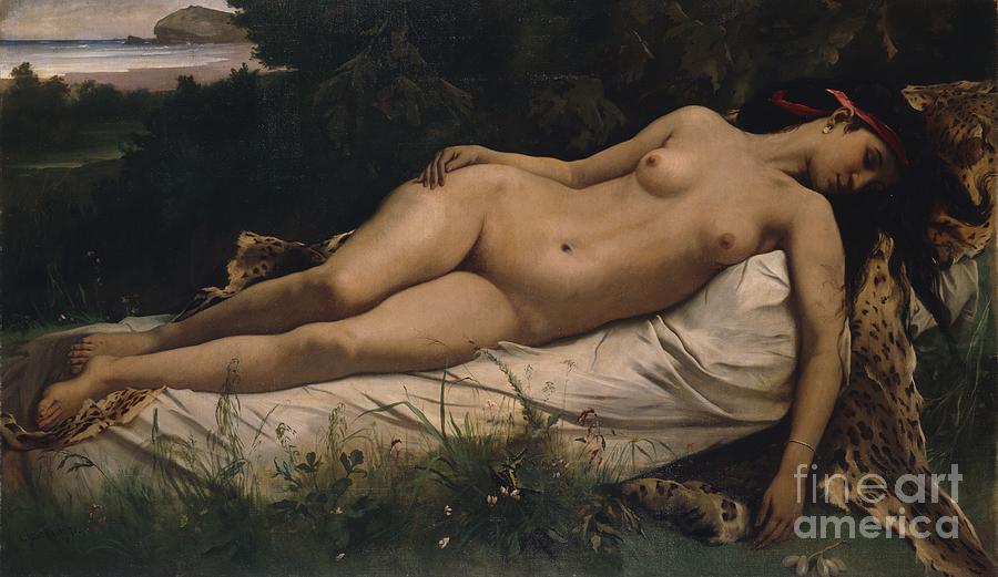 Recumbent Nymph Painting by Anselm Feuerbach