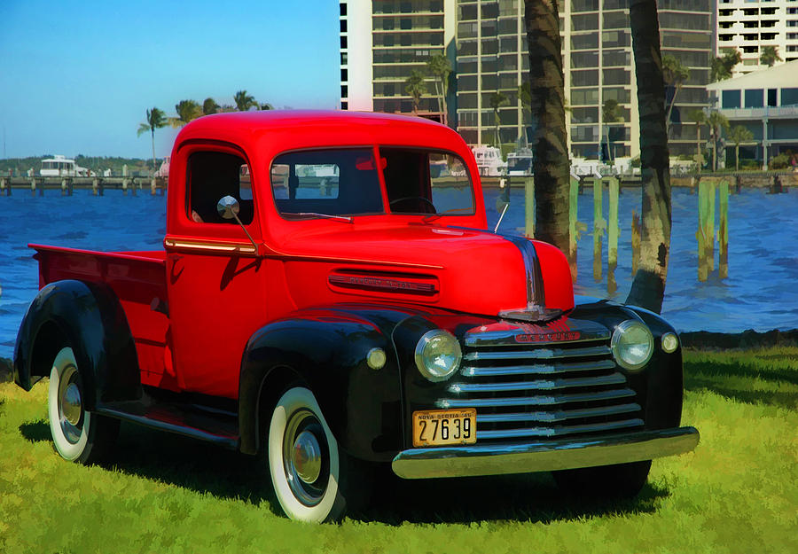 1946 Red Mercury Truck Photograph by Ginger Wakem