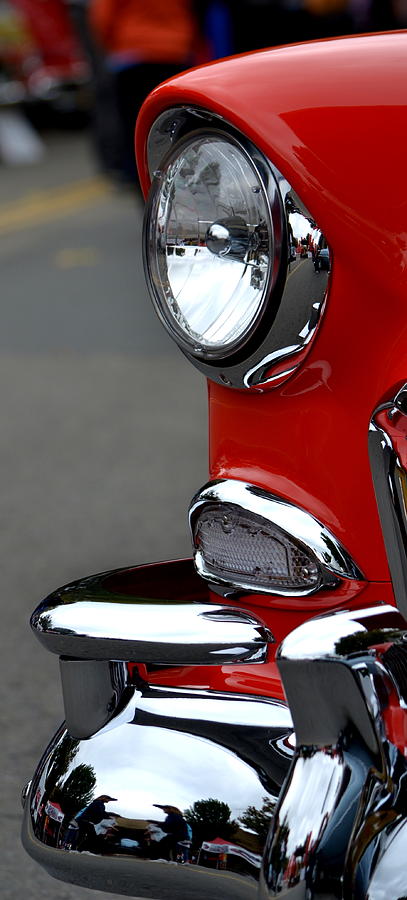 Red 55 Chevy Headlight Photograph by Dean Ferreira