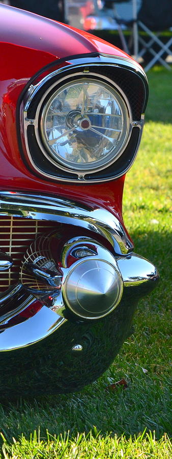 Red 57 Chevy Headlight Photograph by Dean Ferreira