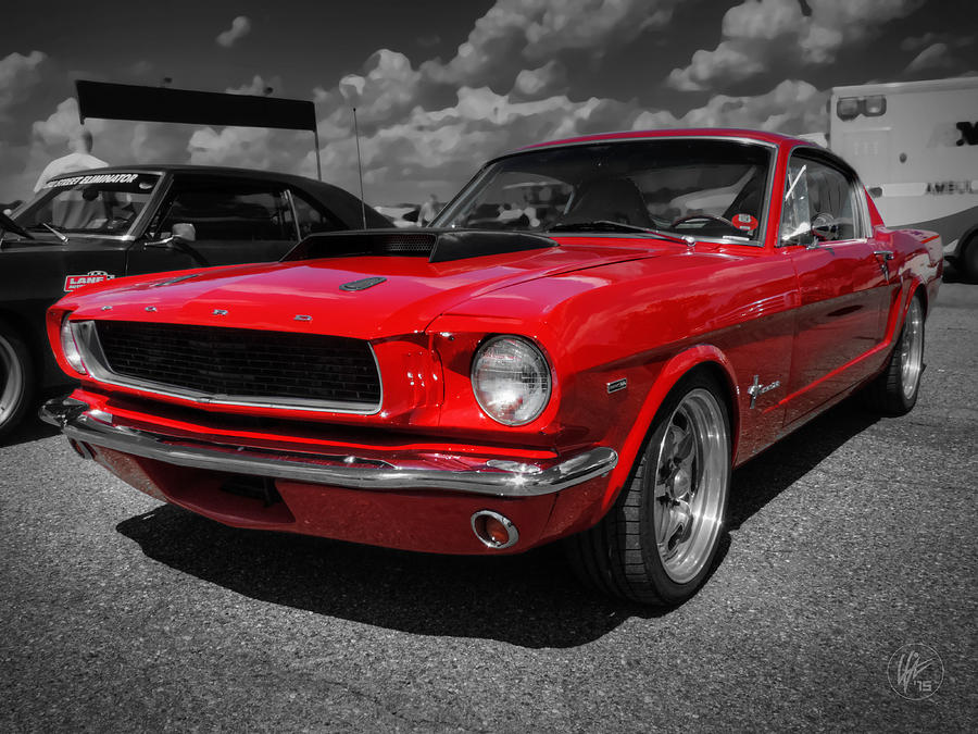 Car Photograph - Red 65 Mustang 001 by Lance Vaughn