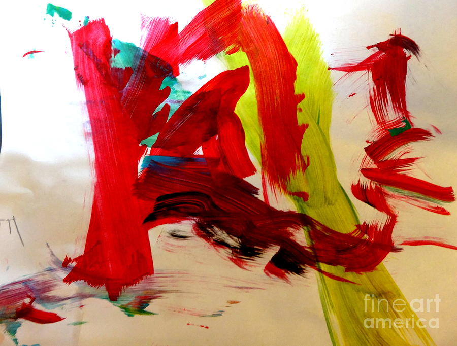 Red Abstract Painting by Fred Wilson