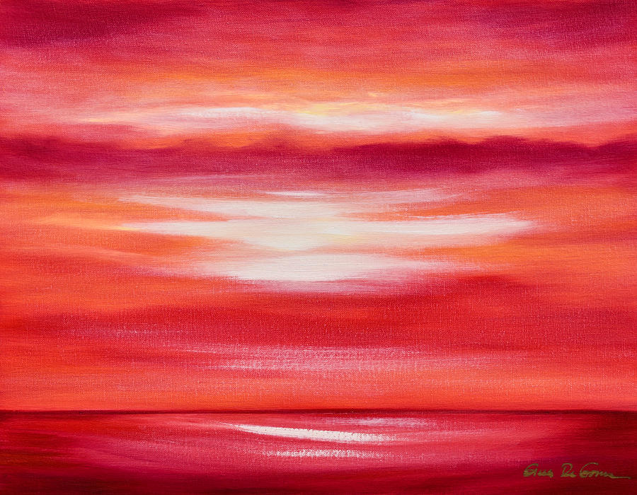 Red Abstract Sunset Painting by Gina De Gorna