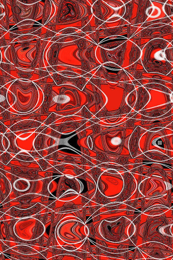 Red Abstract White Circles Digital Art by Tom Janca