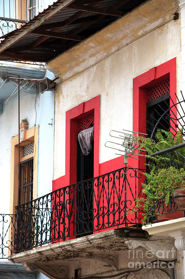 Red Accent in Casco Viejo Panama City Photograph by John Rizzuto