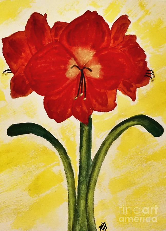 Red Amaryllis Painting by Marsha Heiken