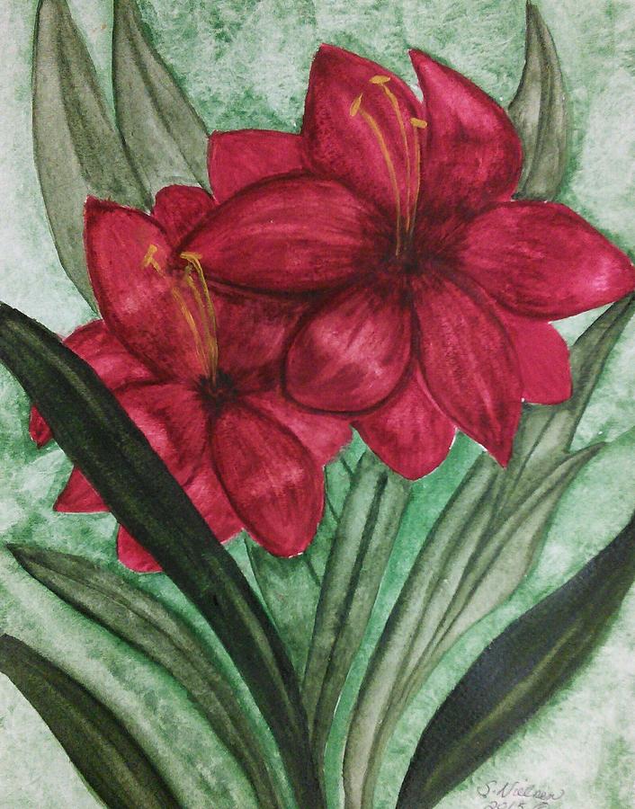 Red Amaryllis  Painting by Susan Nielsen