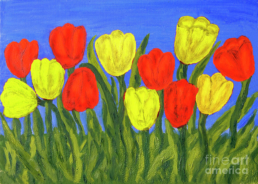 Red an yellow tulips Painting by Irina Afonskaya