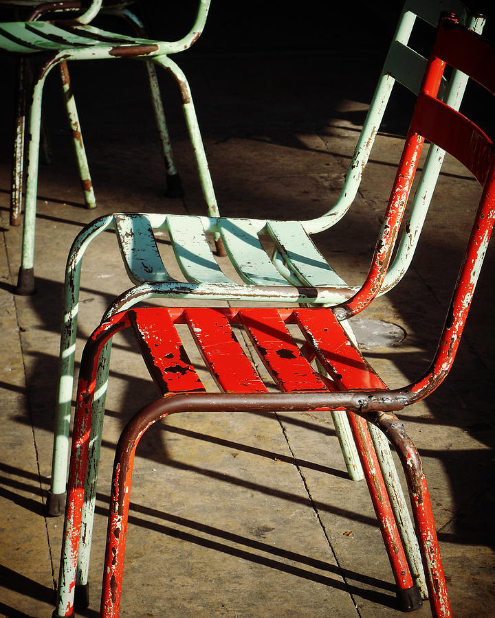 Red and Aqua Chairs Photograph by Valerie Reeves
