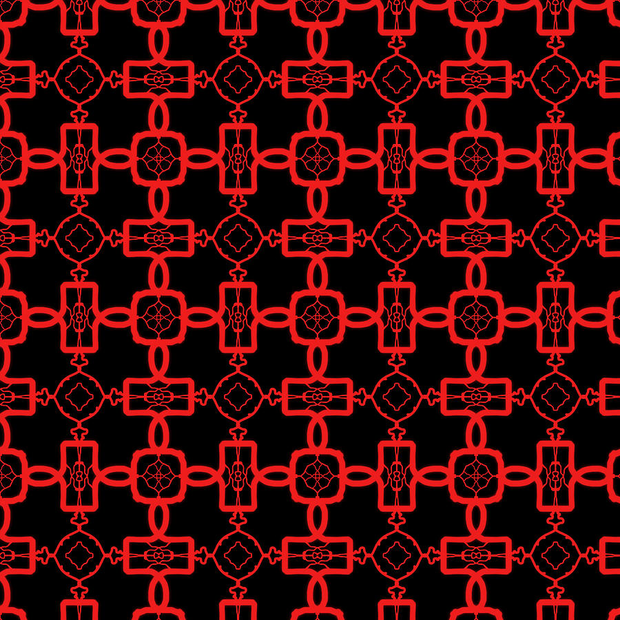 Red and Black Celtic Cross Pattern Digital Art by Becky Herrera