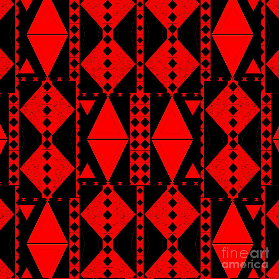 Red And Black Diamonds Digital Art by Helena Tiainen