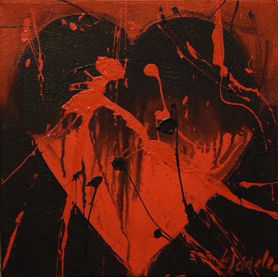 Love Painting - Red And Black Heart 1 by Michael Wardle Love Painting - Red And Black Heart 1 by Michael Wardle