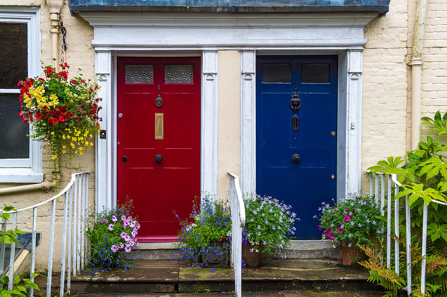 Red and Blue Doors, Winchester Photograph by Judith Barath
