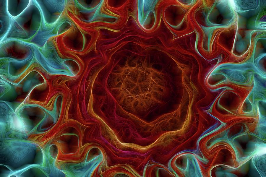 Red and Blue Crazy Lace Agate Abstract Digital Art by Lilia S