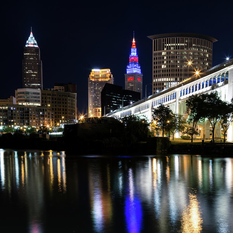 Red and Blue In Cleveland Photograph by Dale Kincaid