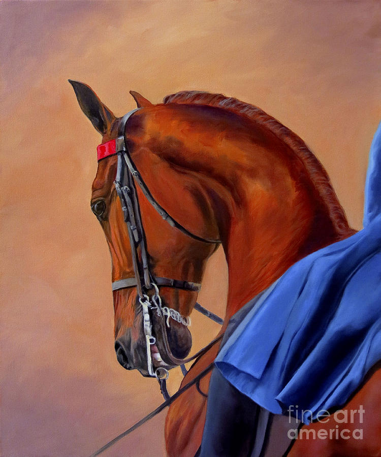 Horse Painting - Red and Blue by Jeanne Newton Schoborg