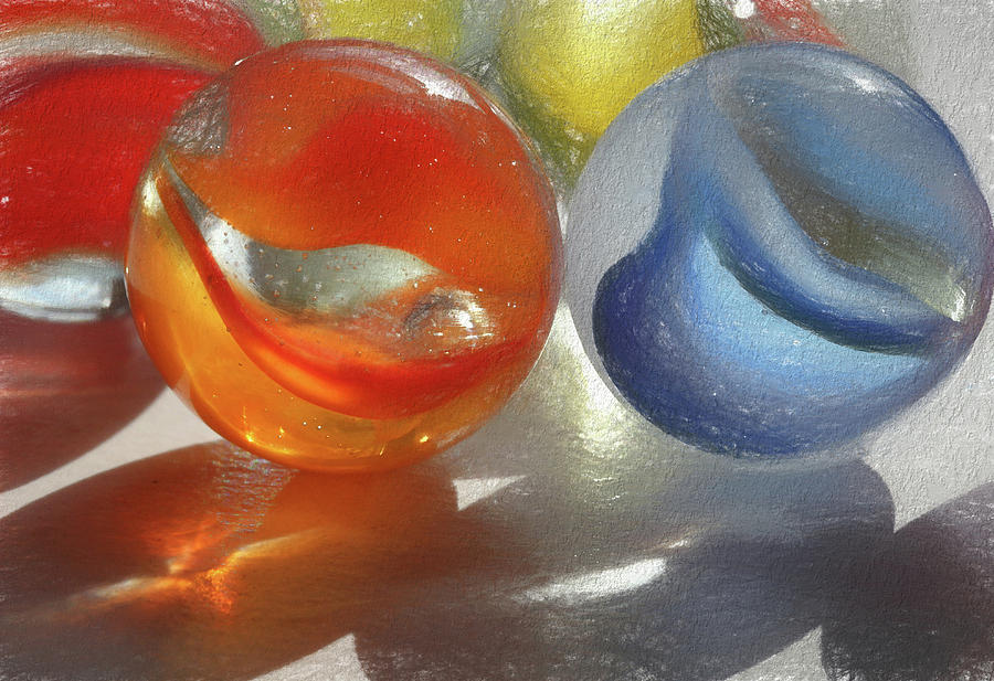 Red and Blue Marbles Photograph by Mary Bedy
