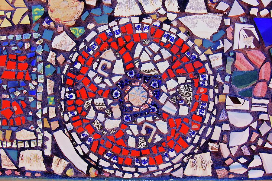 Red And Blue Mosaic Tiles Photograph