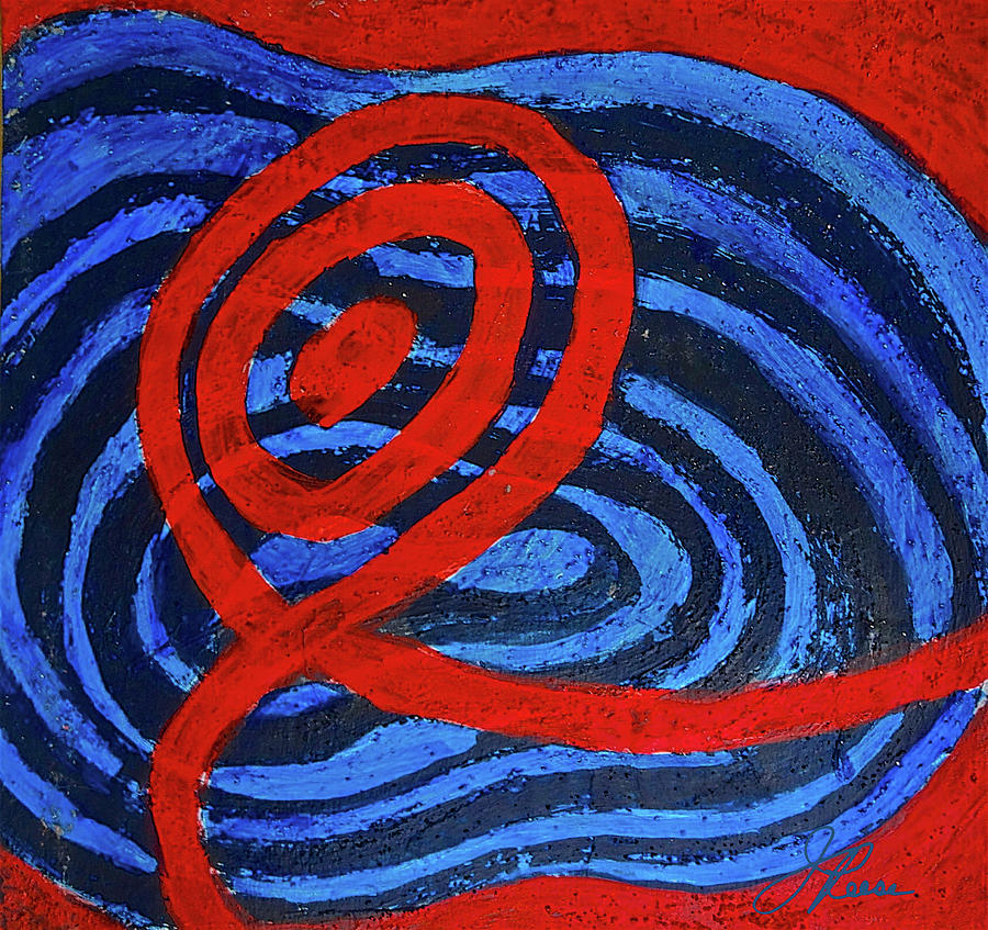 Red and Blue Raceway Painting by Joan Reese