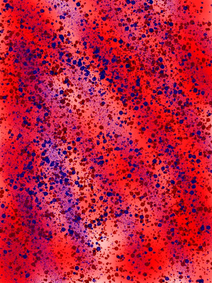 Red and Blue Splatter Abstract Painting by Becky Herrera