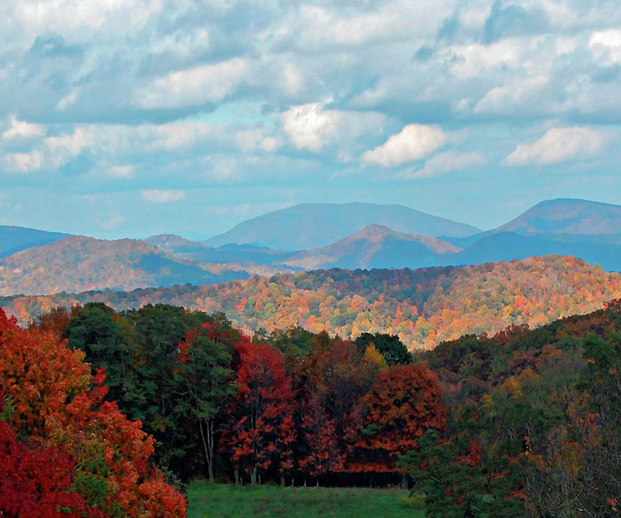 Mountain Photograph - Red and Green Blue Ridge Mountains by Gary Adkins