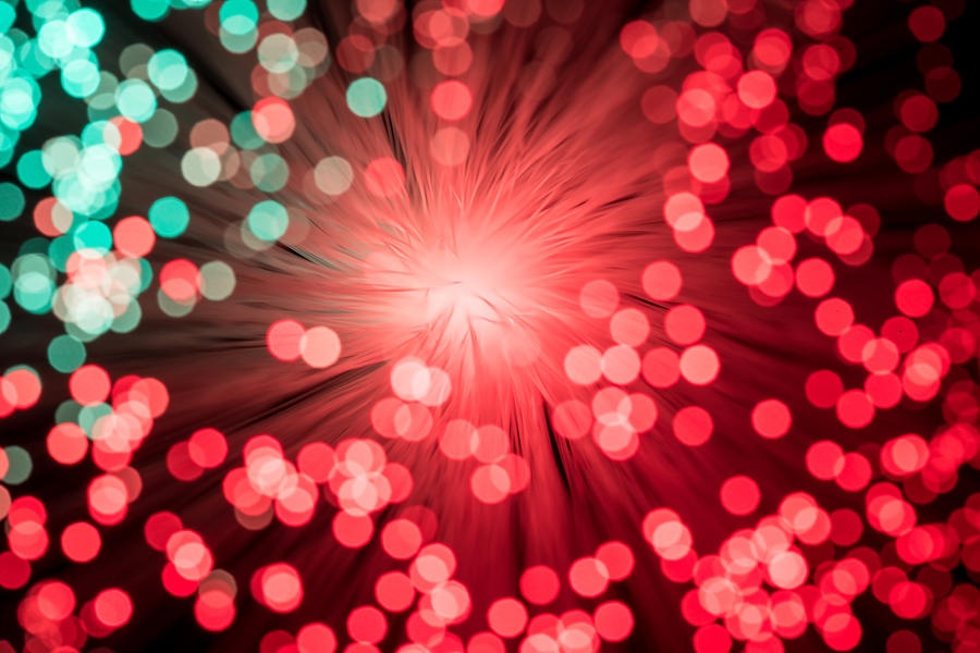 Abstract Photograph - Red and Green Bokeh by Roy Pedersen