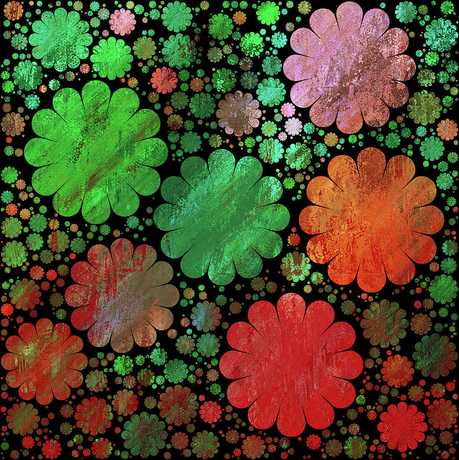 Floral Abstract Mixed Media - Red And Green Grunge Garden Decorative Abstract by Georgiana Romanovna