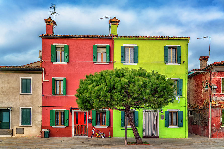 Red and Green Houses Burano Venice_DSC5159_03042017 Photograph by Greg Kluempers