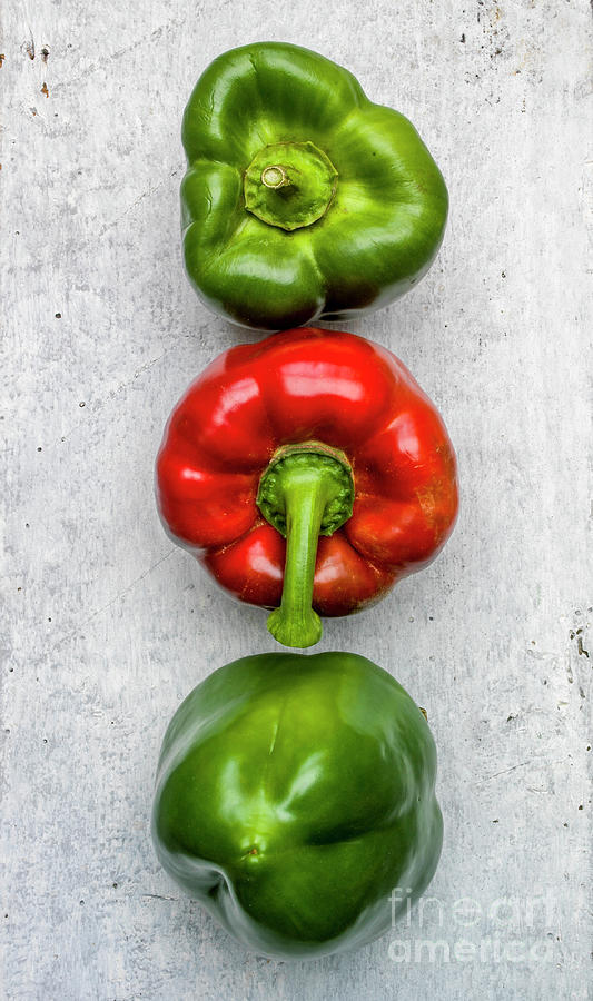 Still Life Photograph - Red and green peppers by Bernard Jaubert