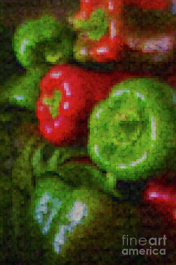 Red and Green Pixeled Peppers Photograph by Sandy Moulder
