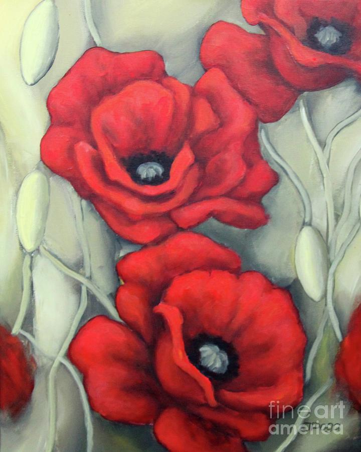 Red and Grey Painting by Inese Poga