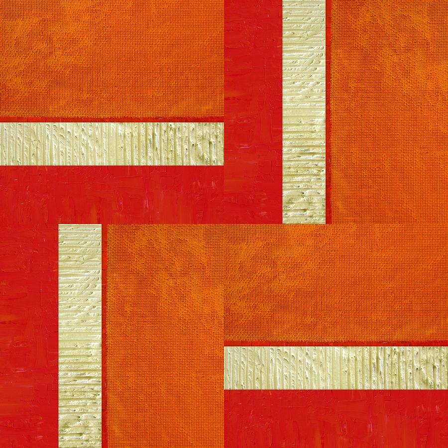 Red and Orange Square Study Painting by Michelle Calkins