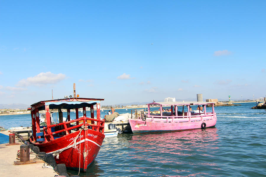 Boat Photograph - Red and Pink Boats by Munir Alawi