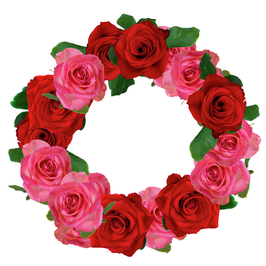 Red and Pink Roses Wreath Photograph by Anastasy Yarmolovich