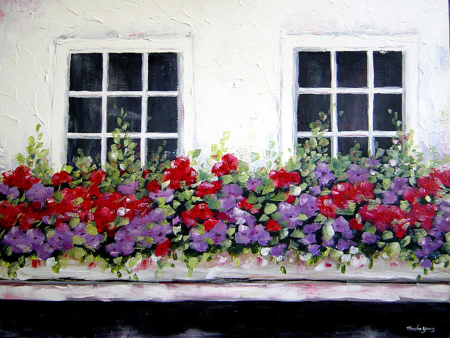 Red and Purple in Bloom Painting by Marsha Young
