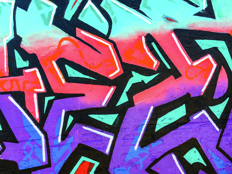 Red and Purple Lettering Urban Art Photograph by SR Green