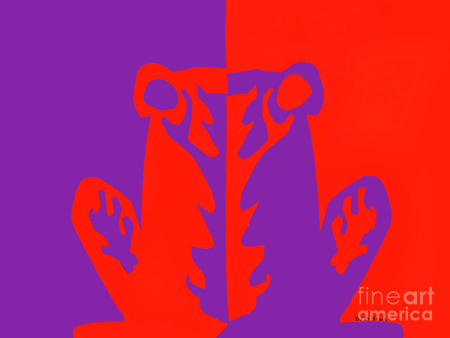Red And Purple Negative Positive Frog Mixed Media