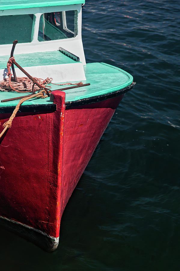 Red and Turquoise Fishing Boat Photograph by Carol Leigh