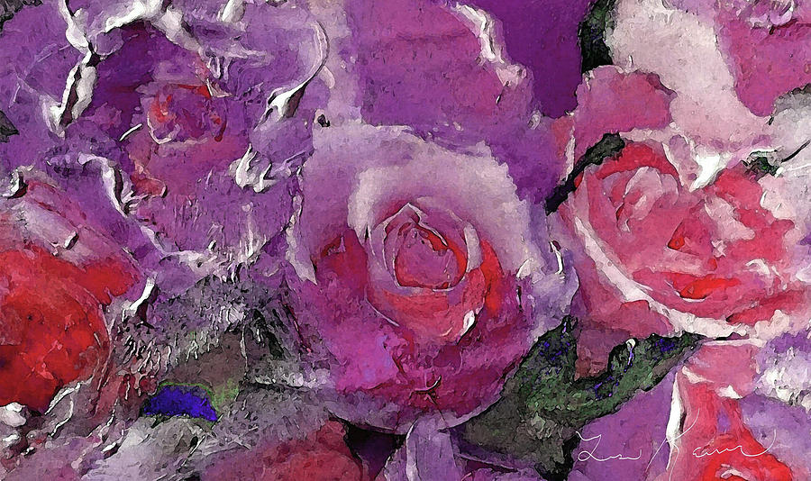 Red And Violet Roses Digital Art by Lisa Kaiser