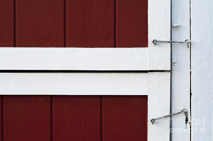 Red and White Barn Latches Photograph by Jim Corwin