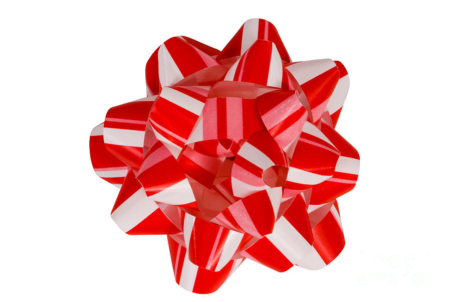 Red and White Christmas Bow Photograph by Anthony Totah