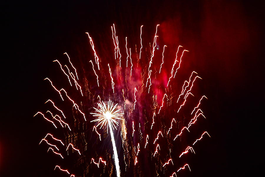 Red and White Fireworks Photograph by Diana Hatcher