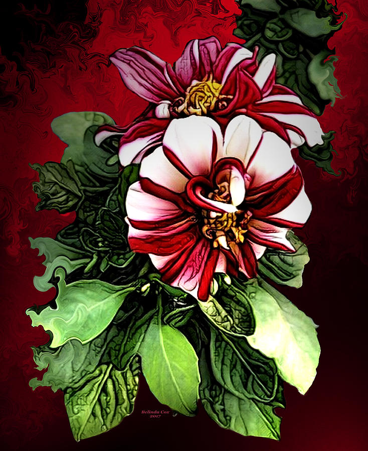 Red and White Flowers Digital Art by Artful Oasis